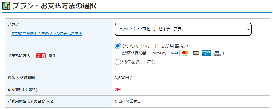 プランを選択する